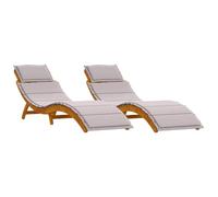 vidaXL Tumbona con cojín 2 piezas, madera de acacia sólida, reclinable Taupé