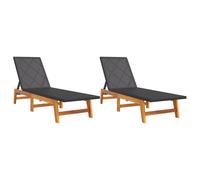 Vidaxl Tumbona 2 Uds Ratán y Madera Maciza Acacia + Mesa 2x lounger