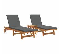 vidaXL Tumbona 3 uds. Madera de Acacia Sólida Marrón