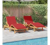 vidaXL Tumbona 3 uds. Madera de Acacia Sólida Rojo