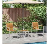 vidaXL Tumbona 3 uds. Madera de Acacia Sólida y Acero Inoxidable