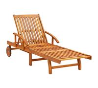 Vidaxl Tumbona Ajustable con Mesita de Madera Maciza de Acacia