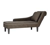 vidaXL Tumbona almohada reposabrazo derecho cuero gris oscuro