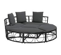 vidaXL Tumbona cama de jardín sin capota, ratán PE, Negro