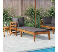 vidaXL Tumbona con 1 reposabrazos gris oscuro madera maciza acacia