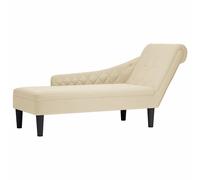vidaXL Tumbona con almohada y reposabrazo derecho, tela crema