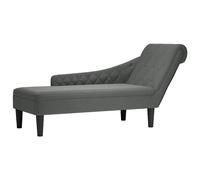 vidaXL Tumbona con almohada y reposabrazo derecho tela gris oscuro
