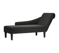 vidaXL Tumbona con almohada y reposabrazo derecho tela negro