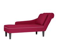 vidaXL Tumbona con almohada y reposabrazo derecho terciopelo rojo vino
