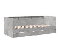 vidaXL Tumbona con Cajones, Sofá Cama con Almacenamiento, Somier de Invitados, Mueble para Salón Dormitorio, Madera de Ingeniería Gris Hormigón