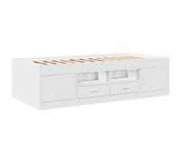 vidaXL Sofá-tumbona de listones con cajones, cama de invitados, madera de ingeniería blanco