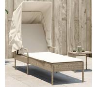 vidaXL Tumbona con capota ratán sintético beige