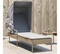 vidaXL Tumbona con capota ratán sintético beige