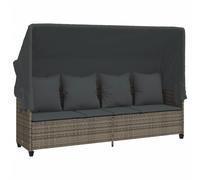 vidaXL Tumbona con capota y cojines ratán sintético gris