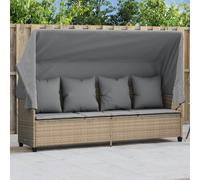 vidaXL Tumbona con capota y cojines ratán sintético beige