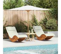 vidaXL Tumbona con cojín 2 pcs Marrón Madera de Acacia Sólida