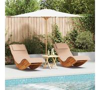 vidaXL Tumbona con cojín 2 pcs Marrón Madera de Acacia Sólida