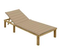 vidaXL Tumbona con cojín beige madera de pino impregnada