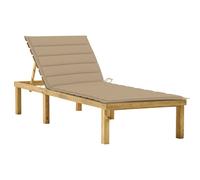 vidaXL Tumbona con cojín beige madera de pino impregnada
