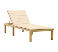 vidaXL Tumbona con cojín crema madera de pino impregnada