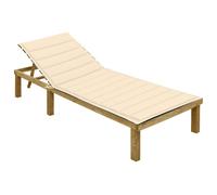 vidaXL Tumbona con cojín crema madera de pino impregnada