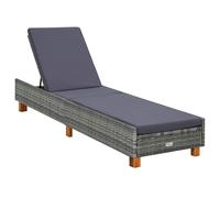 Vidaxl Tumbona con Cojín de Ratán Sintético Negro y Gris - Ideal para Jardín, Playa, Piscina, y Terraza Gray