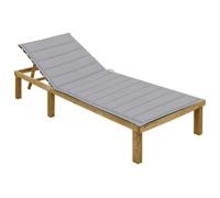 vidaXL Tumbona con cojín gris madera de pino impregnada