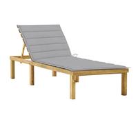 vidaXL Tumbona con cojín gris madera de pino impregnada