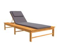 Tumbona Con Cojín Gris Oscuro Y Almohada Madera Maciza Acacia Vidaxl