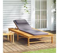 Tumbona Con Cojín Gris Oscuro Y Almohada Madera Maciza Acacia Vidaxl