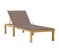 vidaXL Tumbona con cojín gris taupé madera de pino impregnada