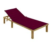 vidaXL Tumbona con cojín madera de pino impregnada en color Negro/Verde brillante/Estampado cuadros rojos y más | acolchados duraderos para sofás de jardín terraza exterior