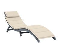 Silla de jardín con sombrilla, color gris, con cojín, fabricada en madera de acacia maciza