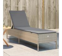 Vidaxl Tumbona con Cojín Ratán Sintético Negro para Jardín, Playa, Piscina, Terraza Beige and gray