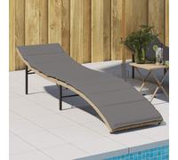 vidaXL Tumbona con cojín ratán sintético beige 55x199x50 cm