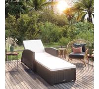 Vidaxl Tumbona de Jardín con Cojín de Ratán Sintético Negro Black