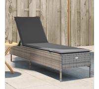 Vidaxl Tumbona con Cojín Ratán Sintético Negro para Jardín, Playa, Piscina, Terraza Gray