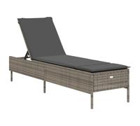 Vidaxl Tumbona con Cojín Ratán Sintético Negro para Jardín, Playa, Piscina, Terraza Gray