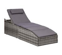 vidaXL Tumbona con cojín ratán sintético gris