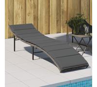 vidaXL Tumbona con cojín ratán sintético gris 55x199x50 cm