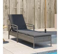 vidaXL Tumbona con cojín ratán sintético gris 63x200x81 cm