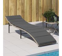 vidaXL Tumbona con cojín ratán sintético gris claro 55x199x50 cm