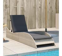 vidaXL Tumbona con cojín ratán sintético gris claro 60x205x73 cm