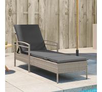 vidaXL Tumbona con cojín ratán sintético gris claro 63x200x81 cm