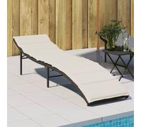 vidaXL Tumbona con cojín ratán sintético negro 55x199x50 cm
