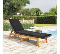 vidaXL Tumbona con cojín ratán sintético y madera maciza acacia