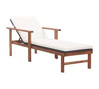 vidaXL Tumbona de ratán sintético y madera maciza acacia, reclinable con cojín, multiposición Negro