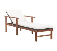Vidaxl Tumbona Madera Maciza de Acacia y Ratán Sintético Ratán Gris Sin Cojín Black rattan with white cushion