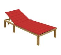 vidaXL Tumbona con cojín rojo madera de pino impregnada