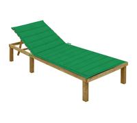 vidaXL Tumbona con cojín verde madera de pino impregnada